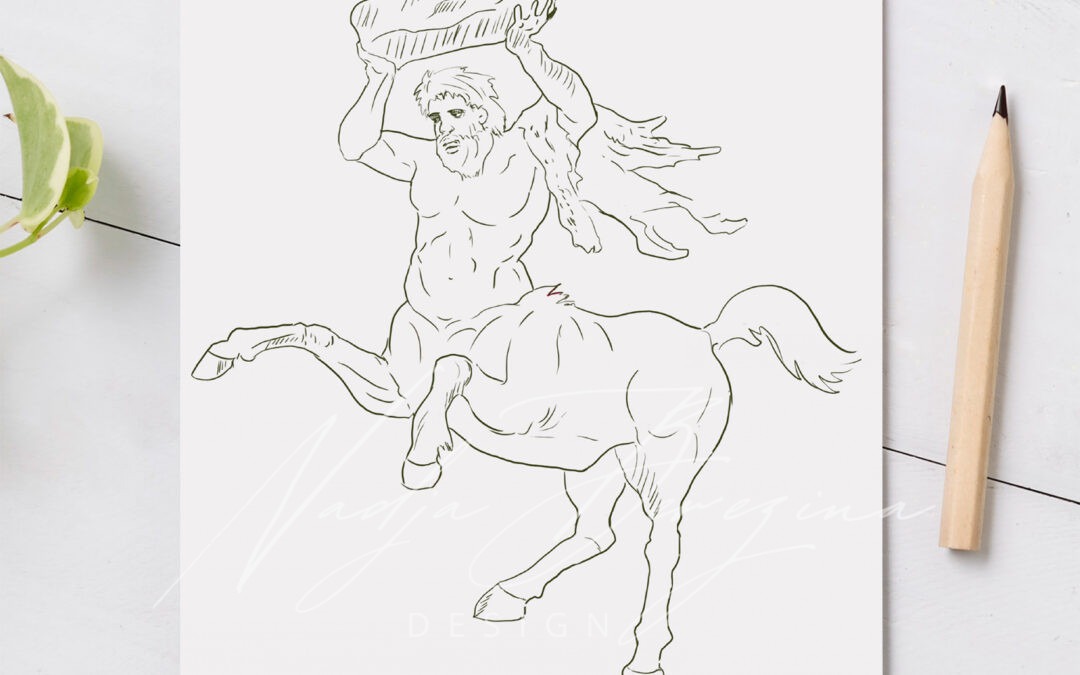 Elegante Kentaur-Illustration für Flaschenetikette