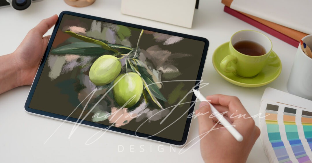 Detaillierte Oliven-Illustration für Flaschenetikette