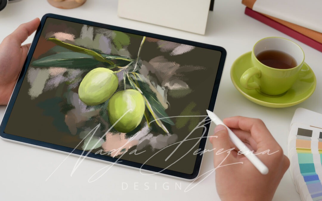 Detaillierte Oliven-Illustration für Flaschenetikette