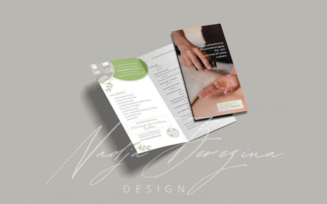4-seitigen Flyer der Physiotherapiepraxis