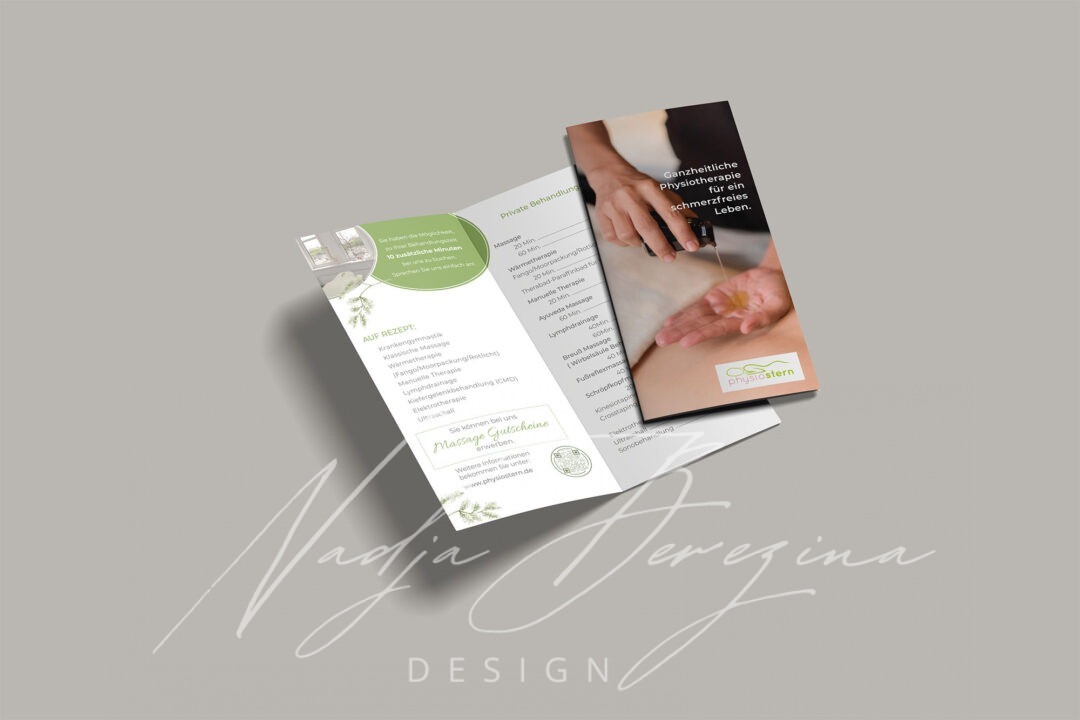 4-seitigen Flyer der Physiotherapiepraxis