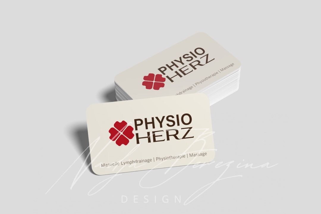 Die Visitenkarten des Physiotherapeuten „Physio Herz“